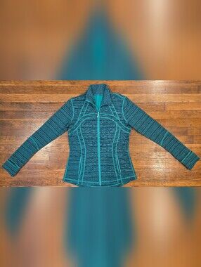 Lululemon Define Jacket Size 10 Teal Heathered Stripe Zip Up
